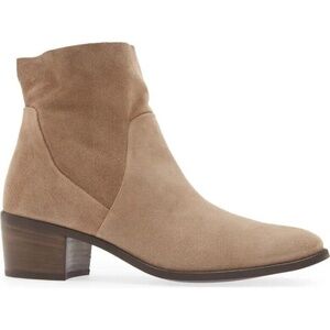 NEW Paul Green Nicole Bootie Antelope Soft Suede Block Heel Womens US 9 UK 6.5
